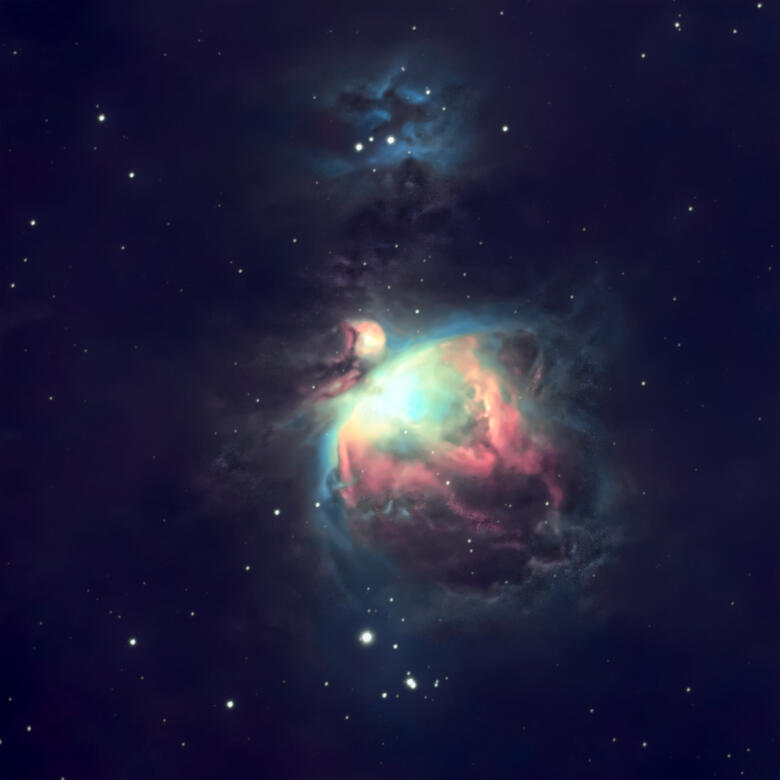 the Great Orion Nebula and the Running Man Nebula